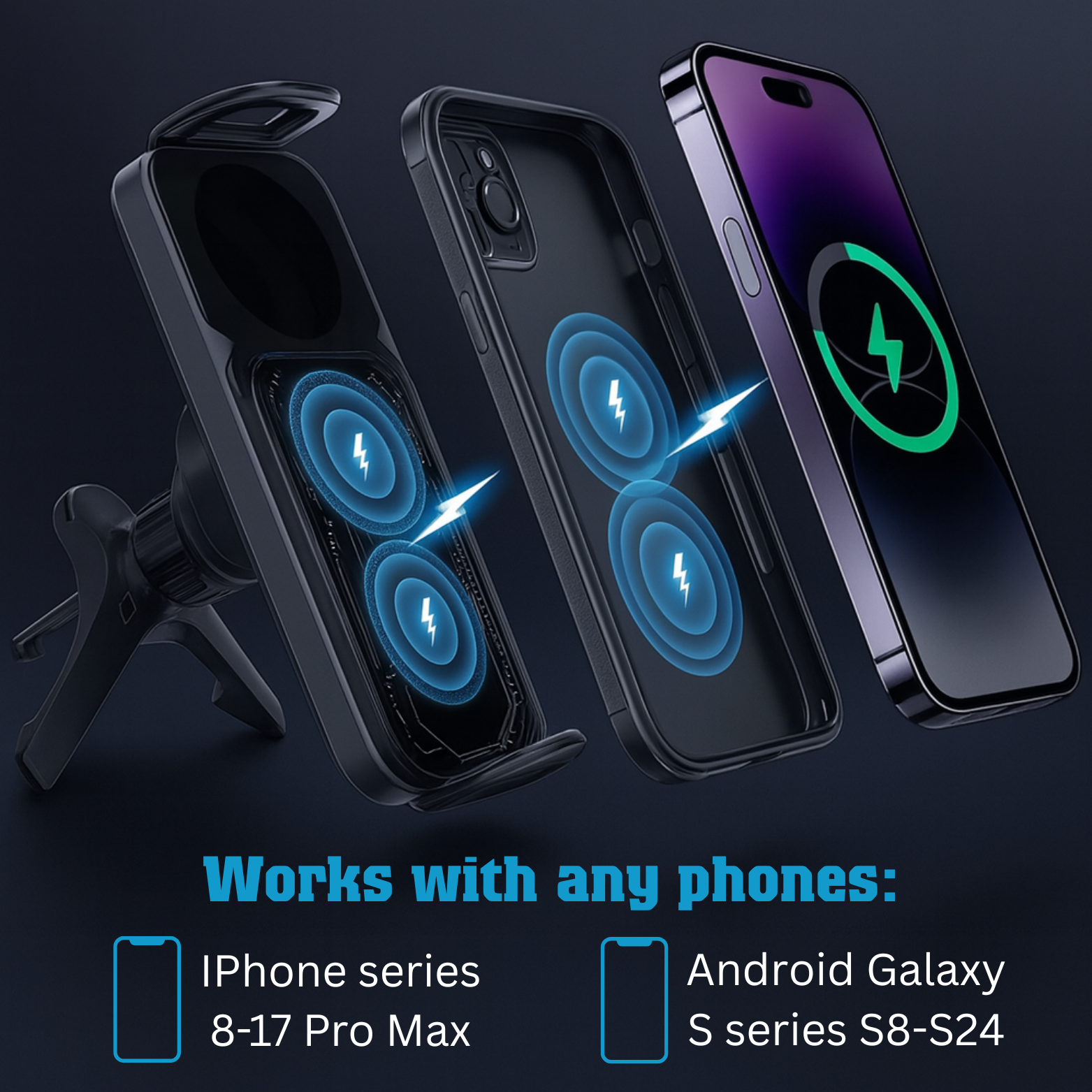 15W Auto-Clamp Wireless Car Mount | 360° Rotating Design